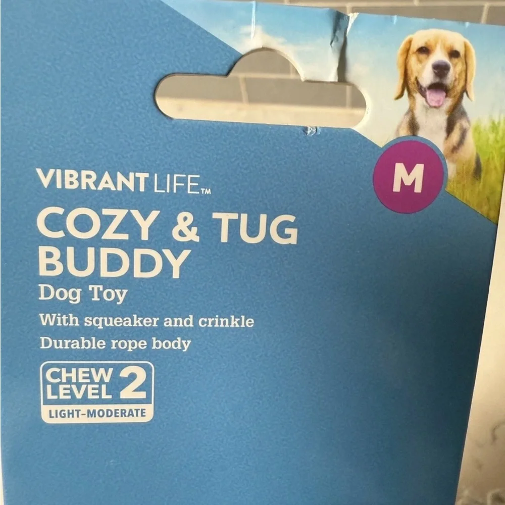 Cozy & Tug Buddy Dog Toy W/Squeaker and Crinkle Rope Body (Chew Level 2) Raccoon